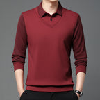 Business Casual Men's Winter Clothing Two-piece Striped Sleeve T-shirt