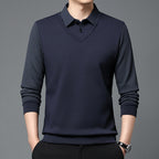 Business Casual Men's Winter Clothing Two-piece Striped Sleeve T-shirt