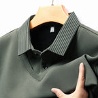 Business Casual Men's Winter Clothing Two-piece Striped Sleeve T-shirt